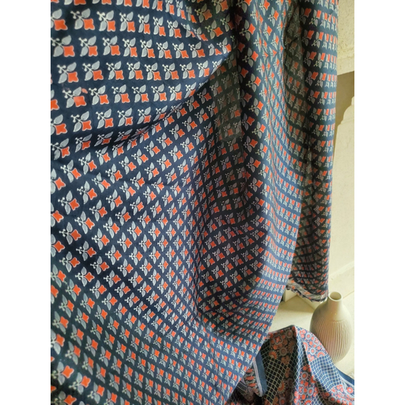 New Women Ajrakh Block Pure Silk Saree With Bp Party Designer Festive - Picture 6 of 10